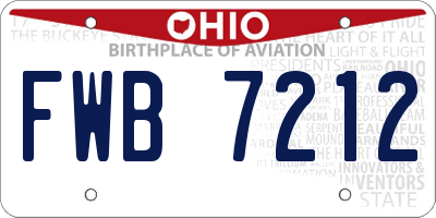 OH license plate FWB7212