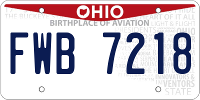 OH license plate FWB7218