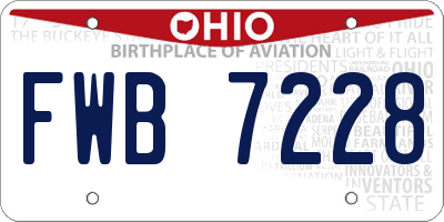 OH license plate FWB7228