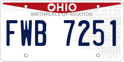 OH license plate FWB7251