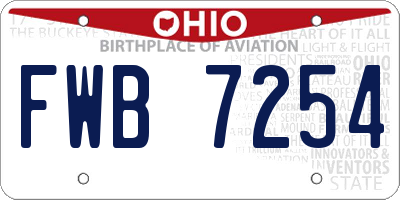 OH license plate FWB7254