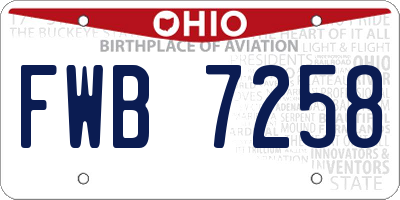 OH license plate FWB7258