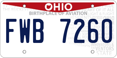 OH license plate FWB7260