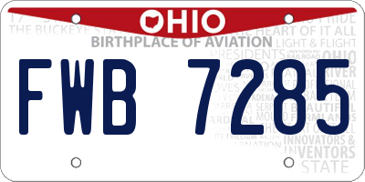 OH license plate FWB7285