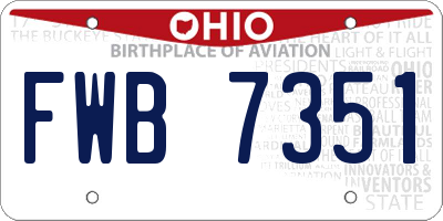 OH license plate FWB7351