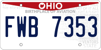 OH license plate FWB7353