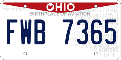 OH license plate FWB7365