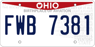 OH license plate FWB7381