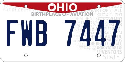 OH license plate FWB7447