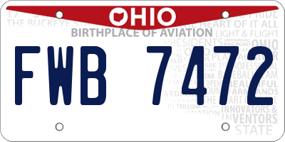 OH license plate FWB7472