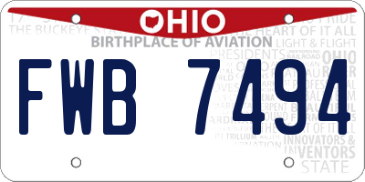 OH license plate FWB7494