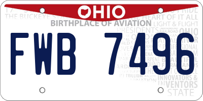 OH license plate FWB7496