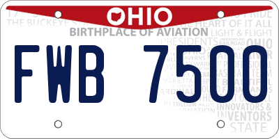 OH license plate FWB7500