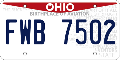OH license plate FWB7502