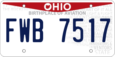 OH license plate FWB7517