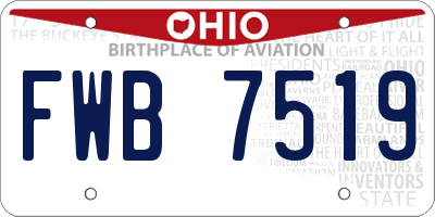OH license plate FWB7519
