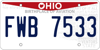 OH license plate FWB7533