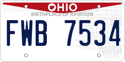 OH license plate FWB7534