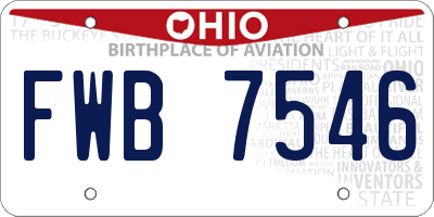 OH license plate FWB7546