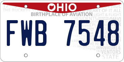 OH license plate FWB7548