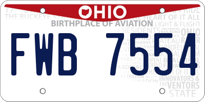 OH license plate FWB7554