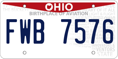 OH license plate FWB7576