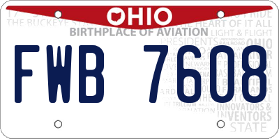 OH license plate FWB7608