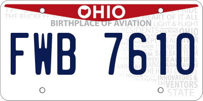 OH license plate FWB7610