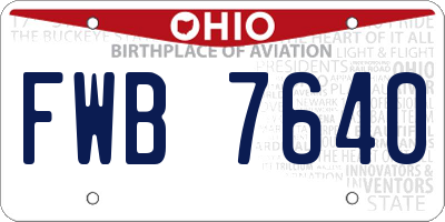 OH license plate FWB7640