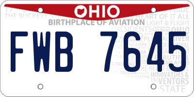 OH license plate FWB7645