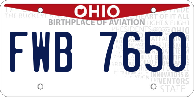 OH license plate FWB7650
