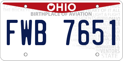 OH license plate FWB7651