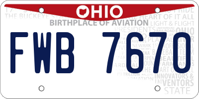 OH license plate FWB7670