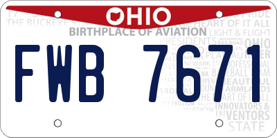 OH license plate FWB7671