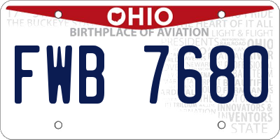 OH license plate FWB7680