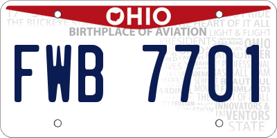 OH license plate FWB7701