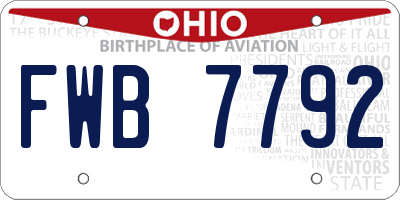 OH license plate FWB7792