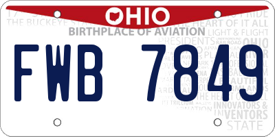 OH license plate FWB7849