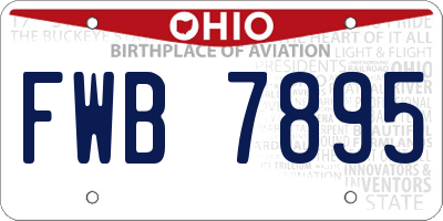 OH license plate FWB7895