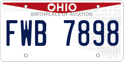 OH license plate FWB7898