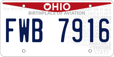 OH license plate FWB7916