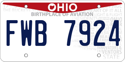 OH license plate FWB7924