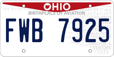 OH license plate FWB7925