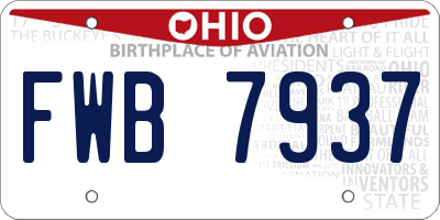 OH license plate FWB7937