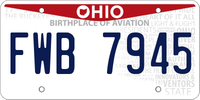 OH license plate FWB7945