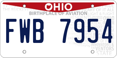 OH license plate FWB7954