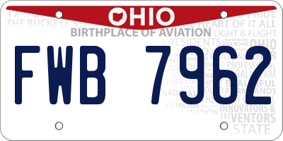 OH license plate FWB7962