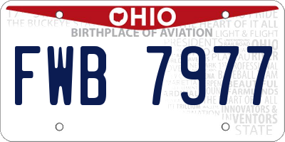 OH license plate FWB7977