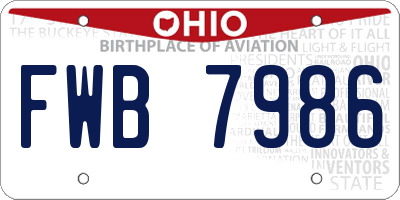 OH license plate FWB7986