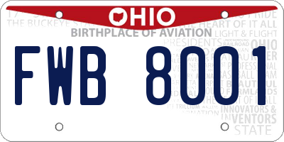 OH license plate FWB8001